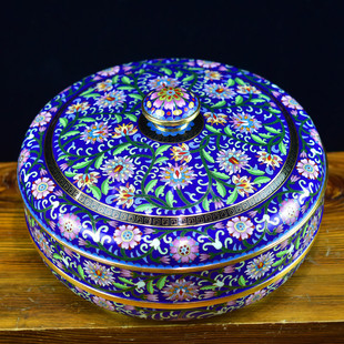 北京珐琅景泰蓝大捧盒纯手工紫铜胎掐丝糖果盒客厅摆件结婚贺礼品