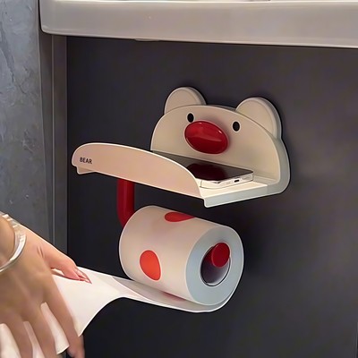 可爱吸盘纸巾置物架卫生间壁挂式湿巾收纳架卫生纸厕纸架卷纸架
