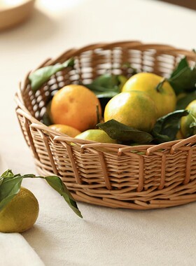 手工柳编收纳篮藤编水果零食面包鸡蛋馒头篮子厨房桌面编织储物筐