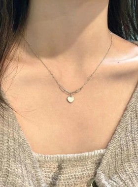 999纯银爱心项链女轻奢小众甜酷设计2025新款爆款贝壳颈链送女友