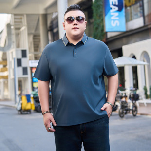 商务休闲上衣加肥加大宽松透气t 好货胖子大码 冰丝POLO衫 短袖 男士