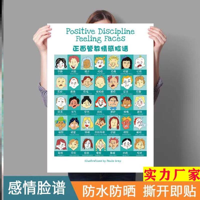 表脸谱图情感认知正面情绪情绪挂图脸谱情绪儿童表情墙管教图对应