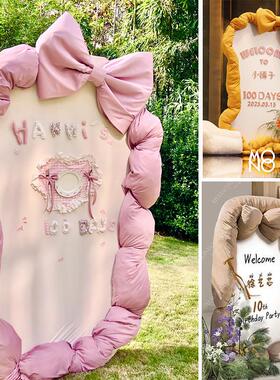 蝴蝶结迎宾牌宝宝宴生日周岁派对婚庆装饰网红拍照道具场景厂家