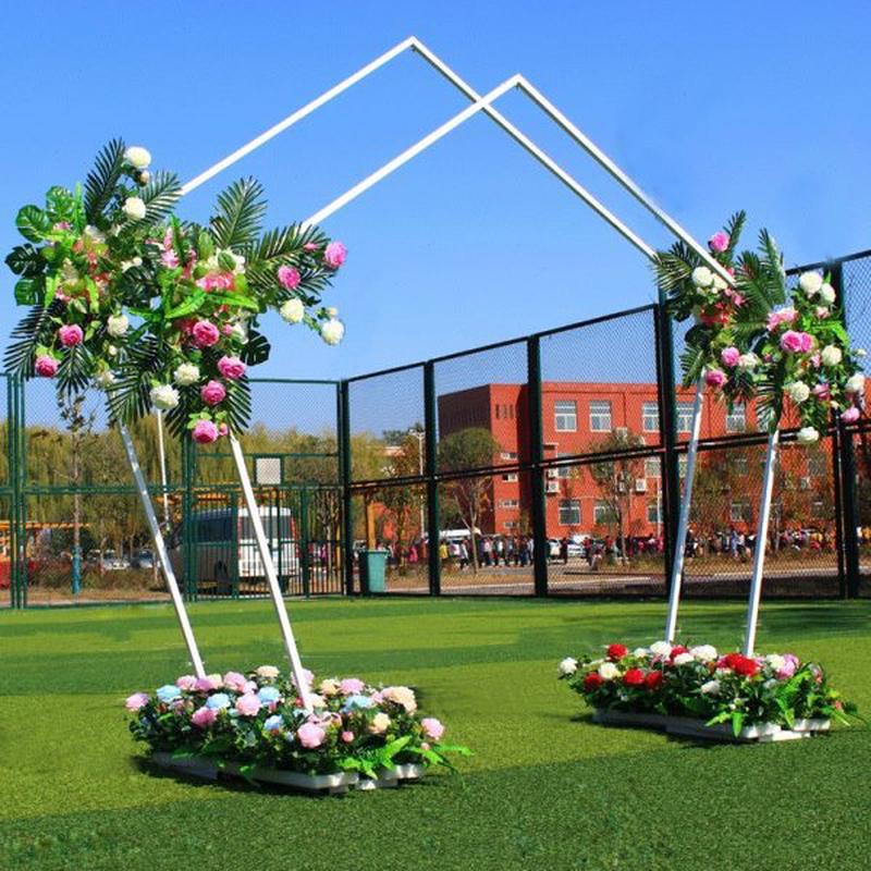 高档婚庆道具几何铁艺路引形五装饰森系拱门场景布置舞台架子婚礼