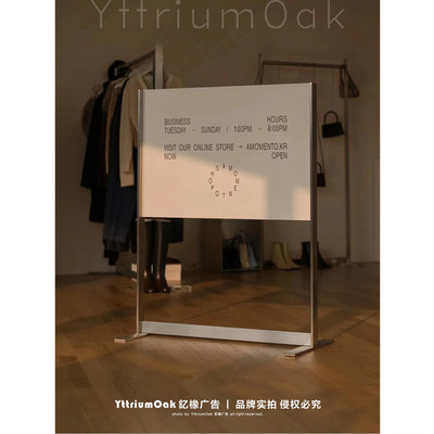 落地立式不锈钢门口展示架韩国网红咖啡店户外간烤漆广告牌铁艺판