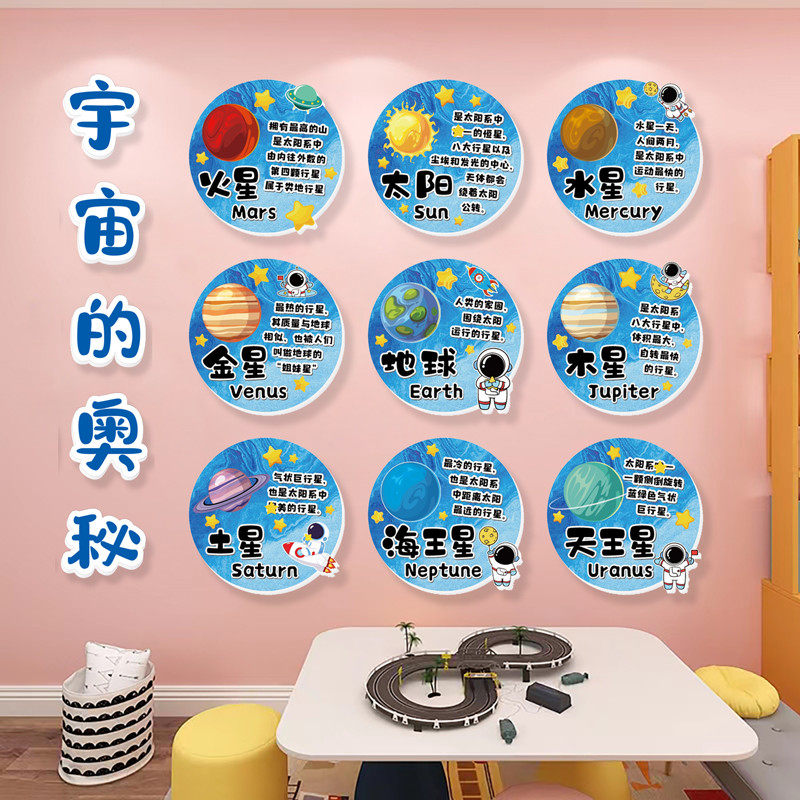 幼儿园太空主题星球环创布置八大星系科探区墙贴装饰3d立体墙贴画,家居饰品,软装墙贴,淘宝优惠券,粉丝福利购,淘宝优惠卷