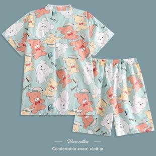 款服服套装洗浴情侣家居服儿童亲子汗蒸服女桑拿男款睡衣纯棉可爱