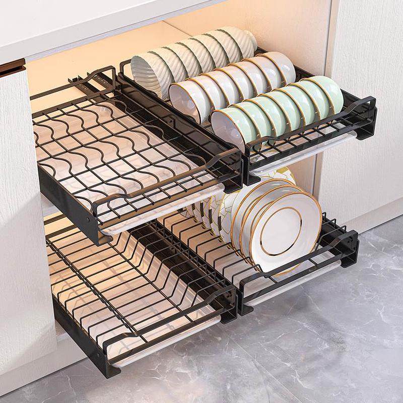 不锈钢抽屉式碗盘盘子碗架抽拉沥水拉篮碗碟收纳架橱柜厨房置物架,厨房/烹饪用具,碗架,淘宝优惠券,粉丝福利购,淘宝优惠卷
