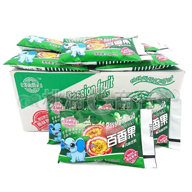 新货梧州泽雨润采百香果风味饮料160ml*30袋酸甜冷饮品百香果汁果