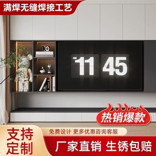金电视机背景墙柜定制 100寸不锈钢电视壁龛嵌入式 金属铝合