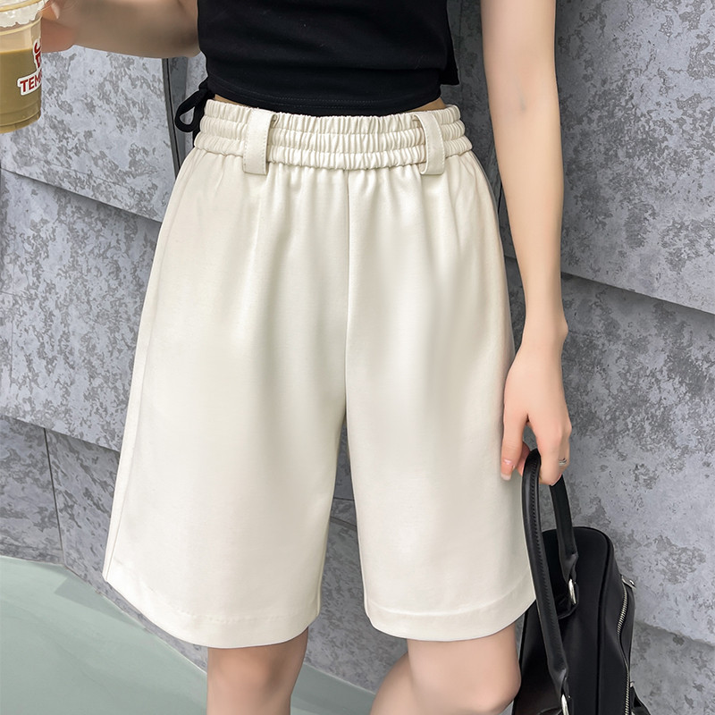白色女式 夏季新款小个子休闲松紧腰五分裤宽松5分中裤