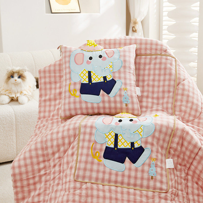 全棉色织儿童抱枕被子两用纯棉午休空调被办公室宿舍午睡沙发盖毯,居家布艺,抱枕被,淘宝优惠券,粉丝福利购,淘宝优惠卷