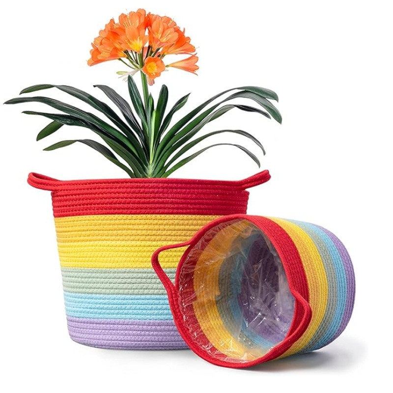 棉绳编织花盆编织花盆室内桌面花盆花篮套花盆套编织收纳篮,鲜花速递/花卉仿真/绿植园艺,花盆,淘宝优惠券,粉丝福利购,淘宝优惠卷