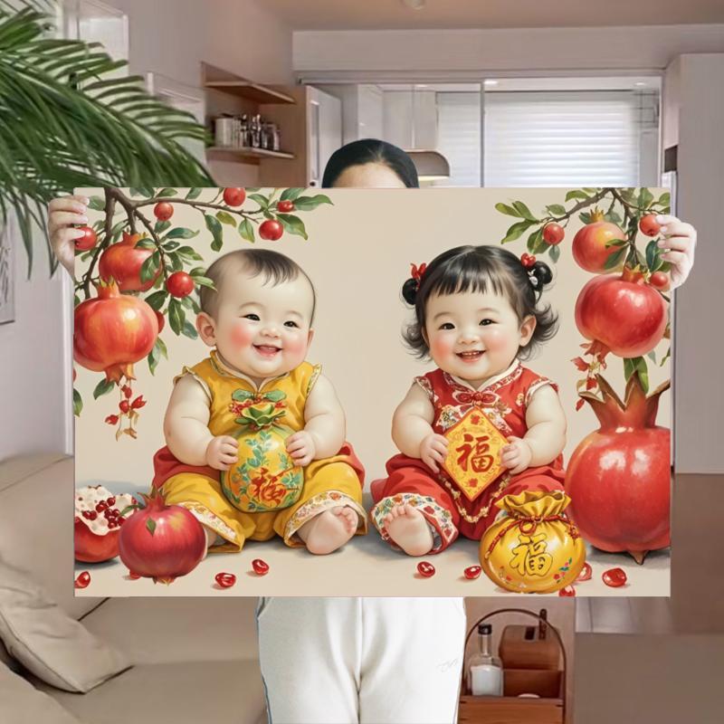 婚房备孕可爱双胞胎宝宝海报大眼睛男娃娃墙贴床对宝宝胎教贴画孕