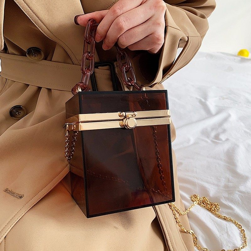 2021款韩版亚克力透明盒子链条网红手提单肩斜挎女,箱包皮具/热销女包/男包,小方包,淘宝优惠券,粉丝福利购,淘宝优惠卷