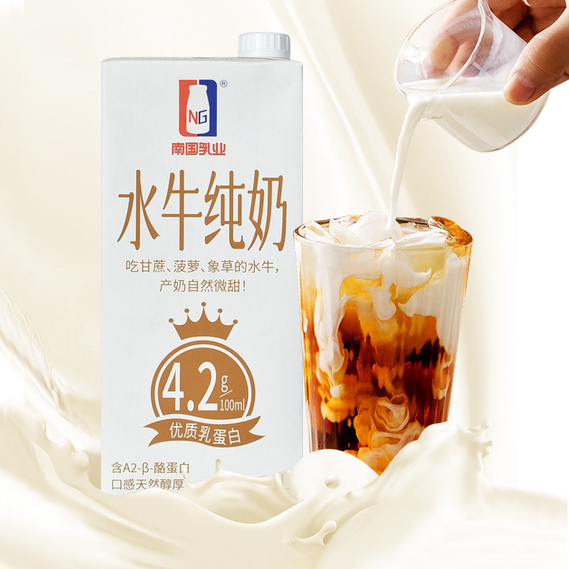 新货临期 广西南国水牛奶乳蛋白4.2g纯牛奶咖啡奶茶店鲜奶茶早餐