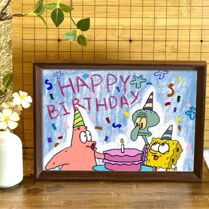 海绵宝宝章鱼哥派大星创意送生日礼物相框卧室桌面摆件装饰画挂画图片