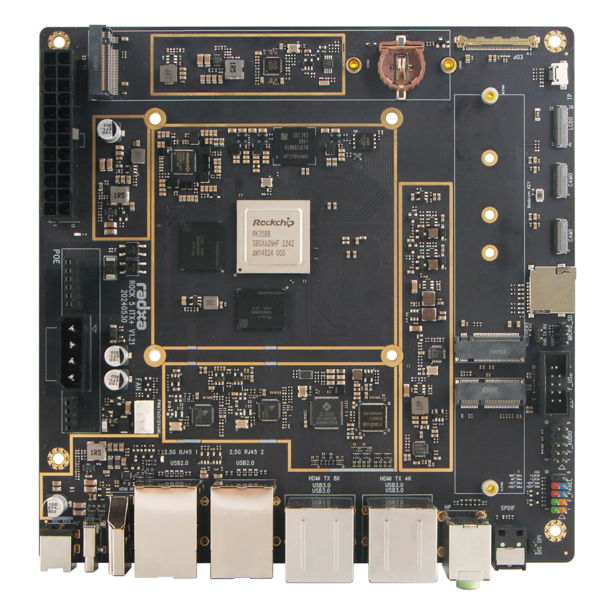 瑞莎 Radxa ROCK 5 ITX+ RK3588 八核CPU Mini-ITX主板 LPDDR5 8K