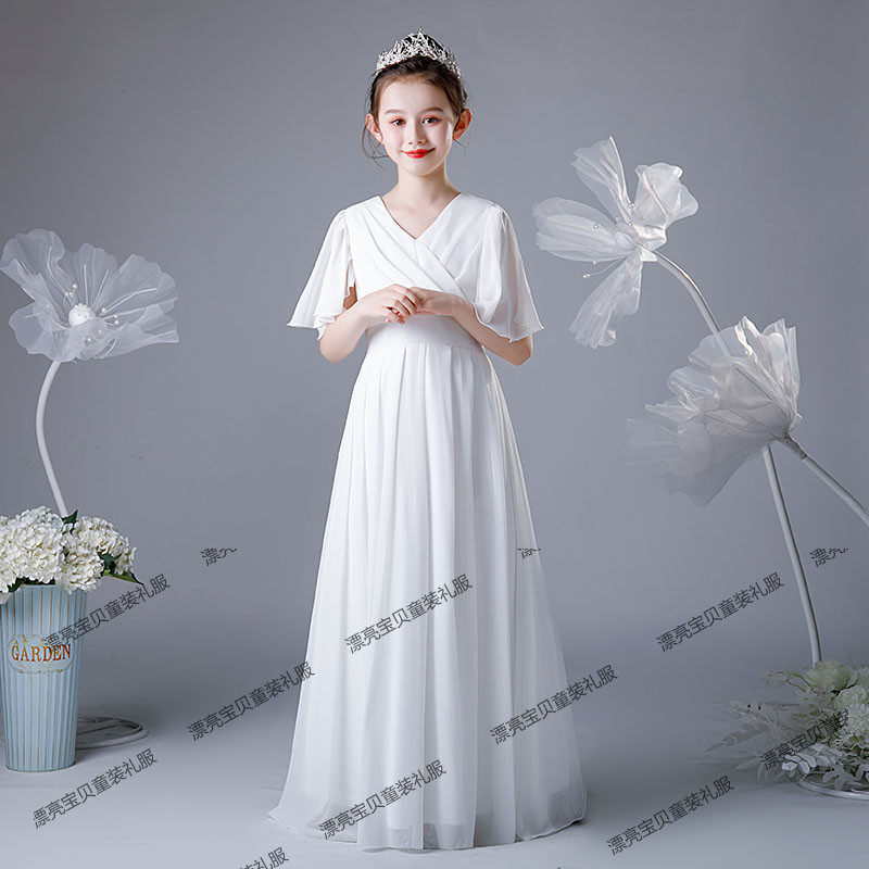 白色雪纺少女公主大童钢琴演出主持表演校园比赛日常可穿,童装/婴儿装/亲子装,儿童演出服,淘宝优惠券,粉丝福利购,淘宝优惠卷