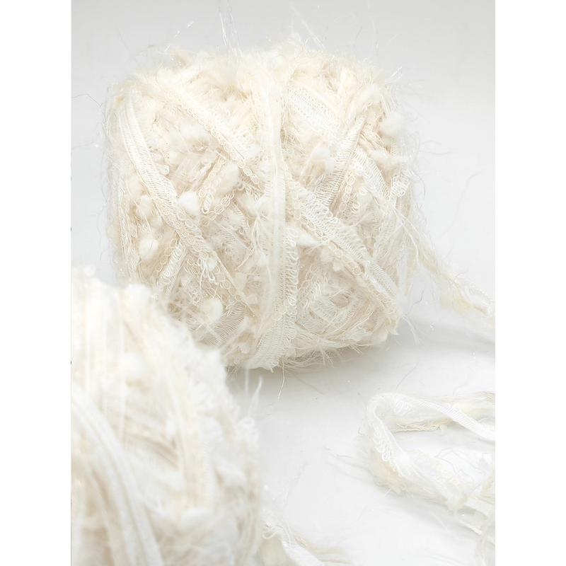 暮色｜手混线102风铃 #5-6mm钩针棒针适用 编织毛线手工线材米白