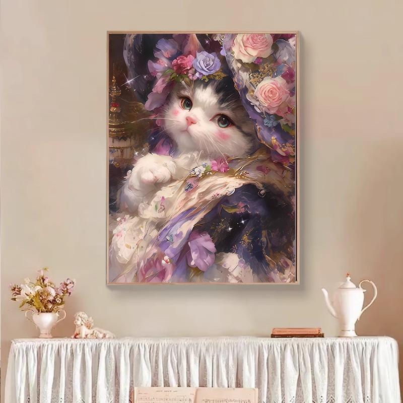 【矜贵猫咪】diy数字油画欧式手绘填充解压治愈系油彩丙烯装饰画图片