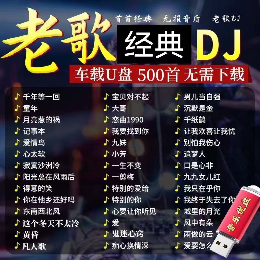 经典老歌DJ车载音乐U盘怀旧老歌慢摇串烧DJ舞曲重低音嗨曲无损MP3