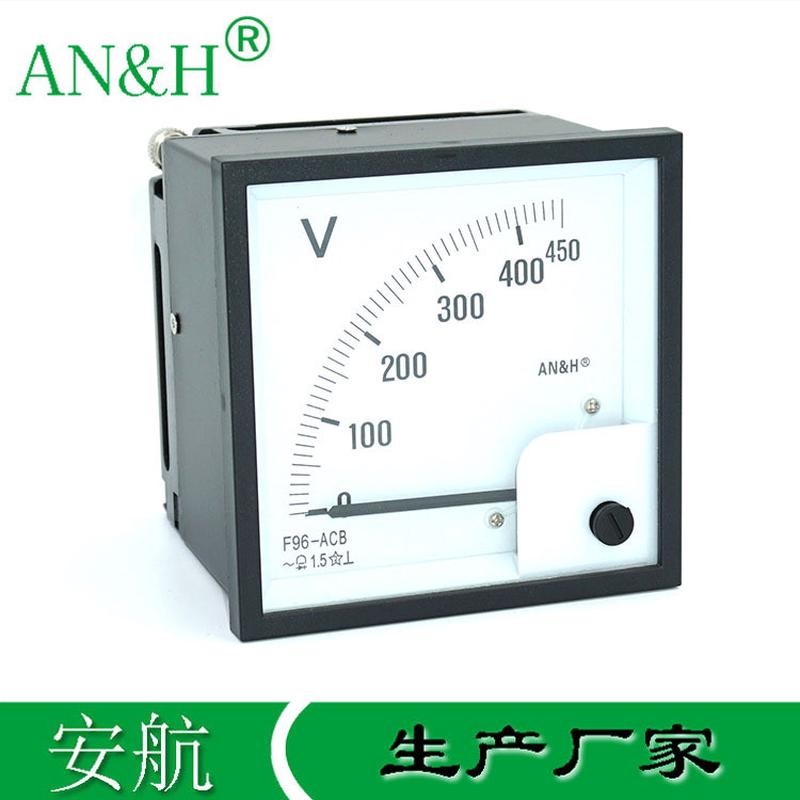 金属壳F96-ACB交流电压表0-450V500VQ96-RBC船用表安航AN&H