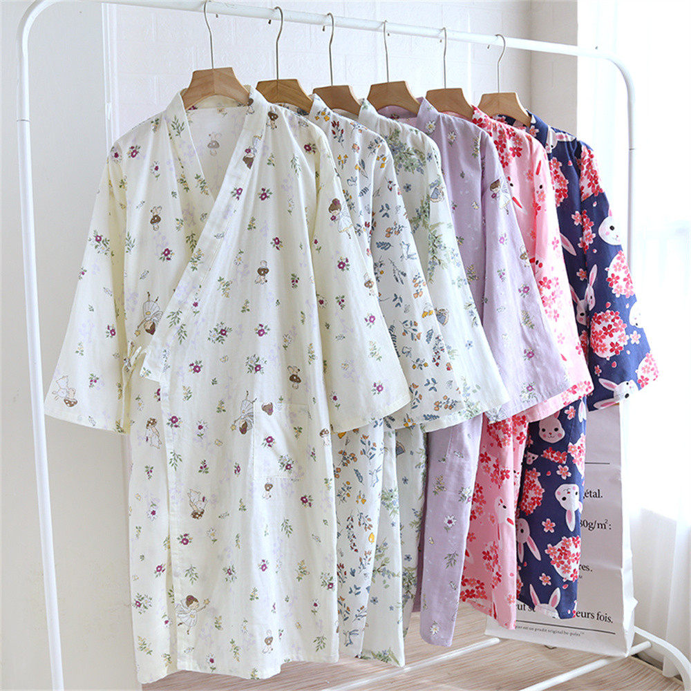 日式和服睡袍女春秋夏季纯棉纱布薄款宽松汗蒸浴袍家居服睡衣睡裙,女士内衣/男士内衣/家居服,睡袍/浴袍,淘宝优惠券,粉丝福利购,淘宝优惠卷