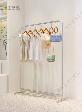 服装店挂衣架北欧不锈钢银色陈列货架女装店简约中岛落地式展示架