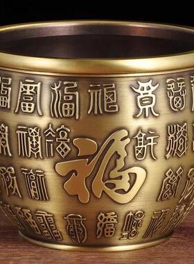 浮雕百金属缸铜缸福铜制做旧仿古礼品锦盒套装装饰品摆件