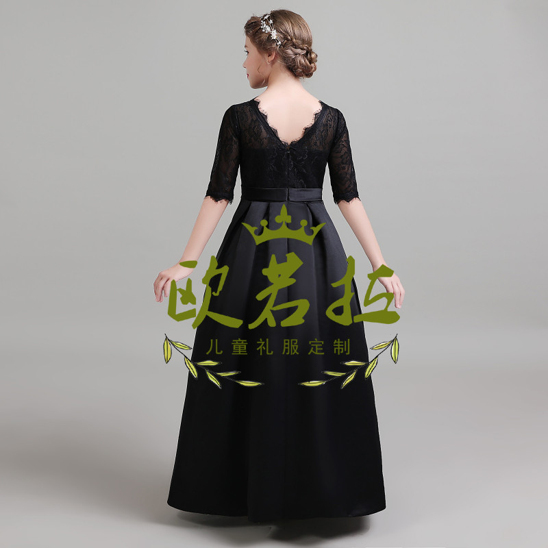 高端女童小提琴钢琴主持人表演出服儿童大提琴演奏长款礼服公主裙