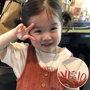 韩风银蝴蝶结刻字银牌宝宝满月项链防丢激光项链生日礼物满月礼