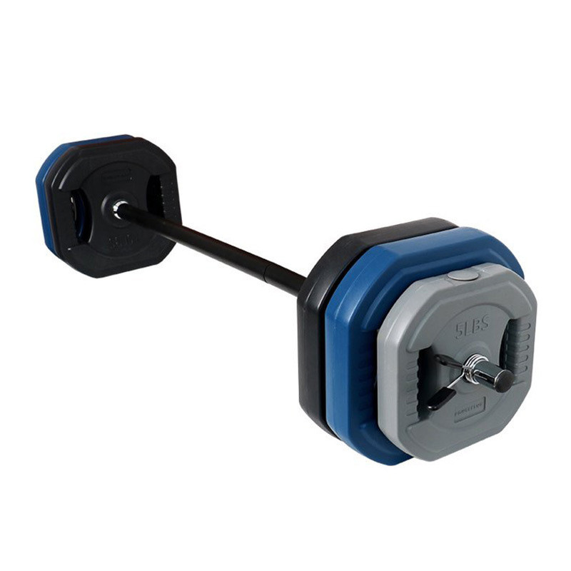 彩色杠铃女生跳操杠铃片家用深蹲健身套装健身房私教25kg男士套装