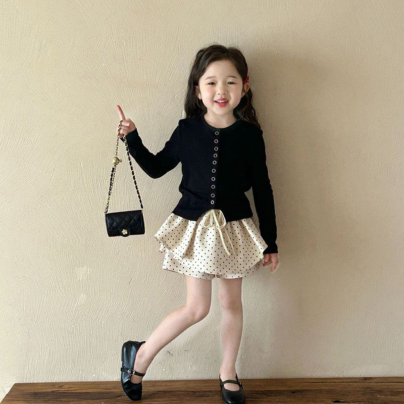 女童春季套装2025新款韩版儿童甜美针织开衫半身裙春装洋气两件套