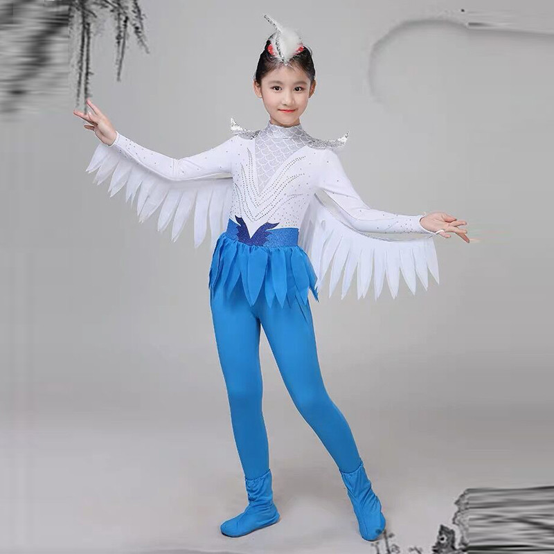 速发小鸟演出服女羽翼凌云翅膀飞翔连体动物雏鹰造型少儿舞蹈表演