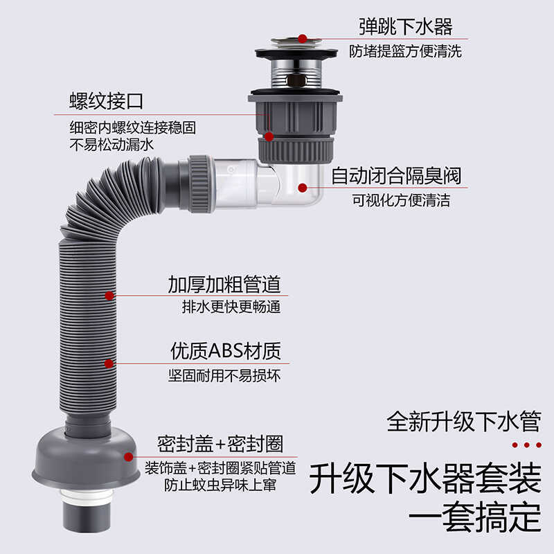 莱尔诗丹下水软管洗脸盆下水器伸缩管洗手盆池卫生间防臭排水管