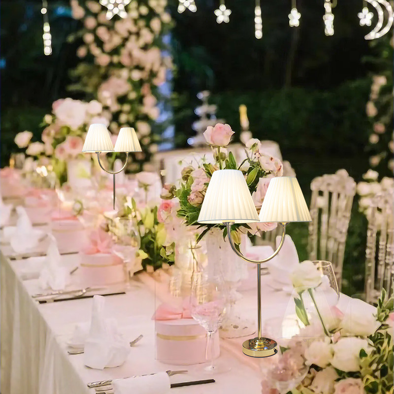 法式轻奢双头充电台灯酒店宴会金色桌灯餐厅触摸调光氛围灯定制