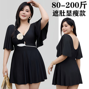 大码 25轻奢泳衣女2025新款 高级性感连体裙保守微胖mm200斤温泉度