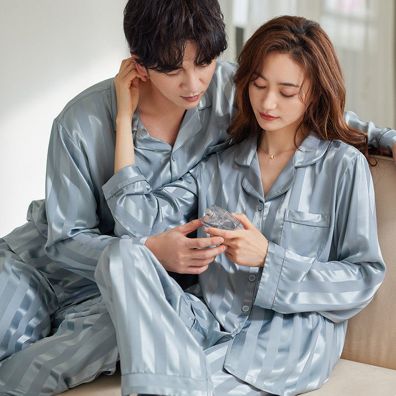 思馨坊情侣睡衣男士春夏季冰丝长袖家居服女春秋款秋季薄款可外穿,女士内衣/男士内衣/家居服,睡衣/家居服套装,淘宝优惠券,粉丝福利购,淘宝优惠卷