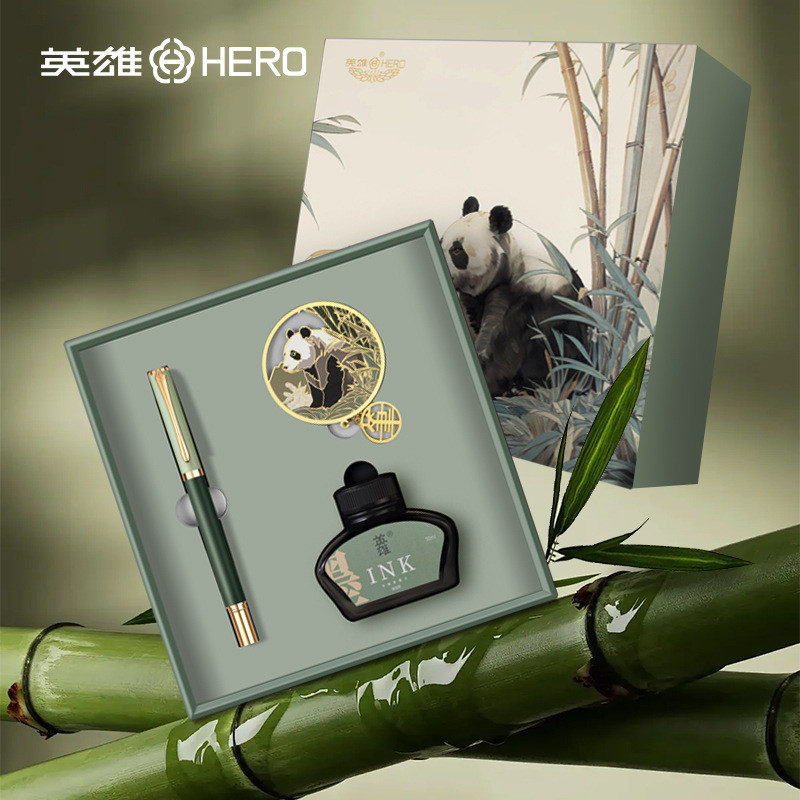 英雄H719钢笔10K金笔莫兰迪色高档礼品送成人男女士办公商务套装