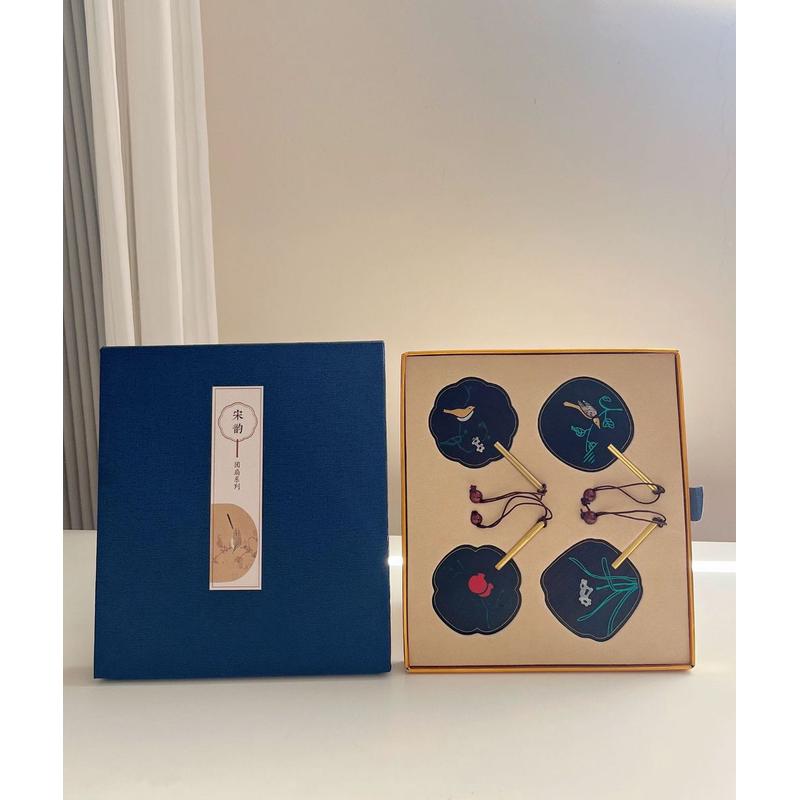 严选红木质宋韵团扇书签创意国风文艺书签礼品古典红木商务伴手礼