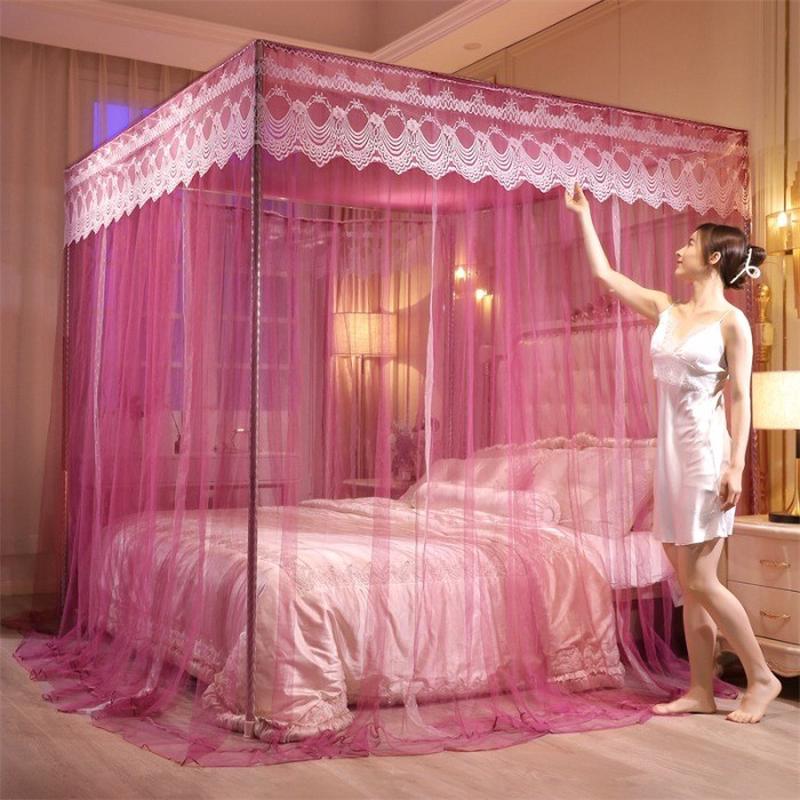 门蚊帐家用1.5米加厚加密1.8米三开高档宫廷1.2m公主风单双人纹帐