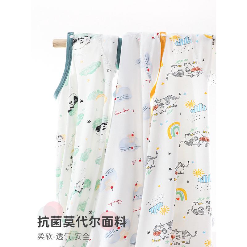 婴儿睡袍莫代尔薄款夏季宝宝儿童天丝睡衣家居服洋气小童长袖睡裙