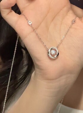 S999纯银莫比乌斯环项链女跳动的心锁骨链轻奢小众送闺蜜生日礼物