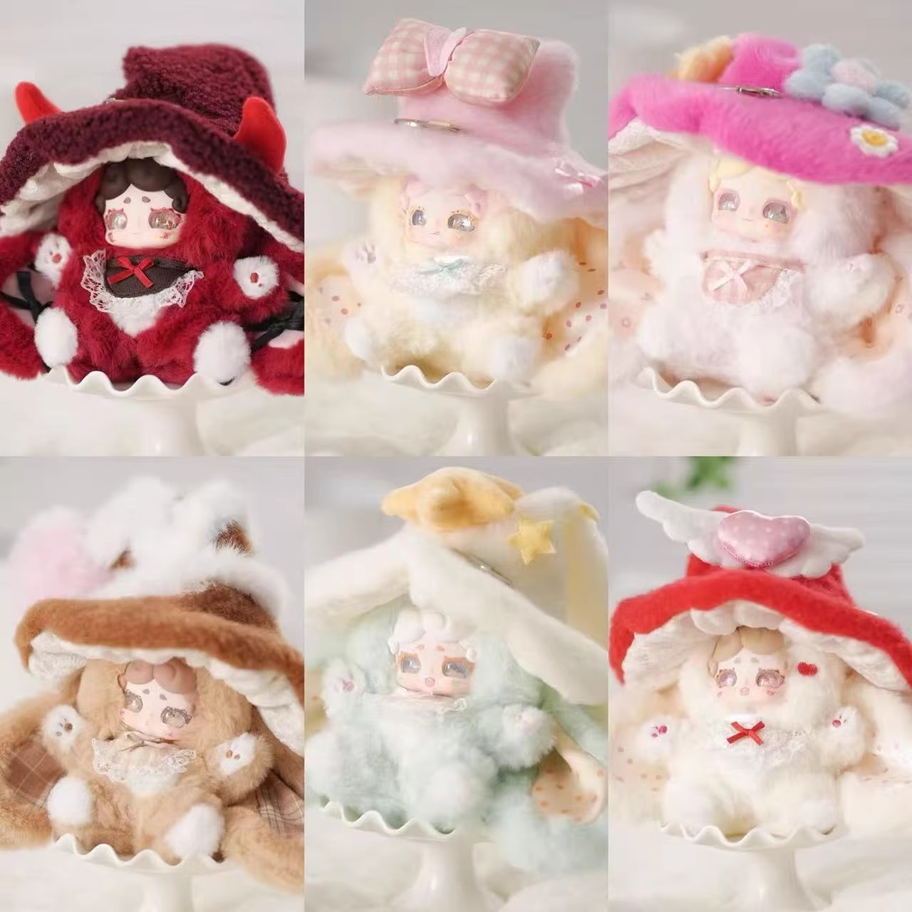 LuckyDeerNai 晚安小兔魔女来信毛绒盲盒随机1个 可爱挂件