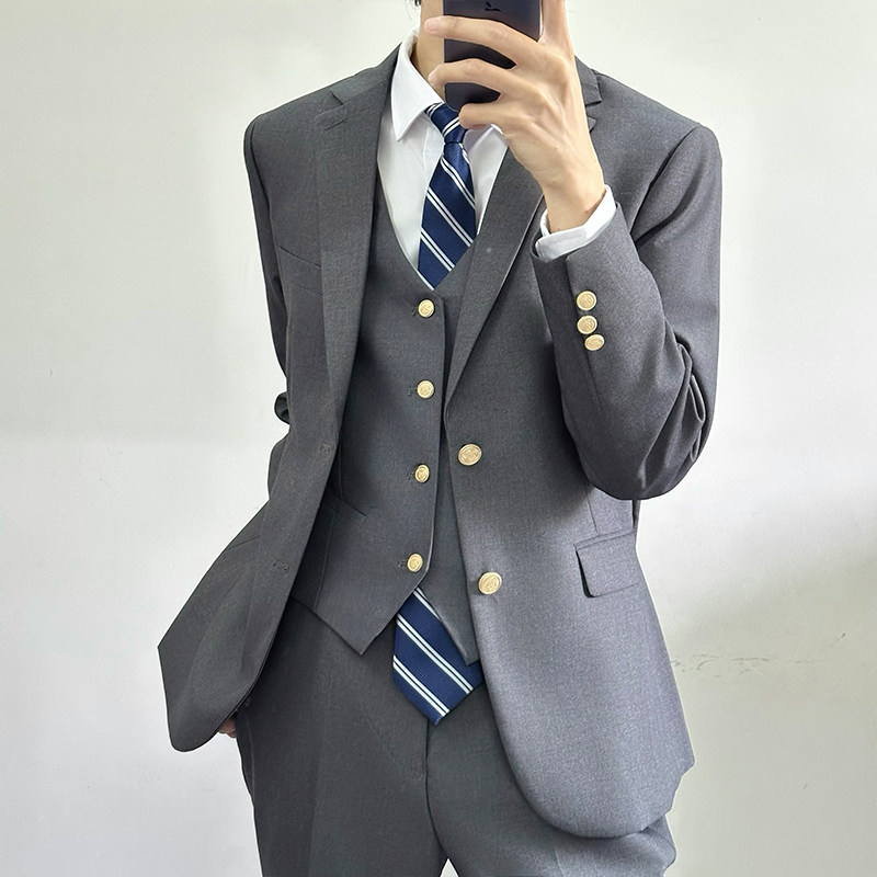 dk制服原创正版深灰色休闲西服图片
