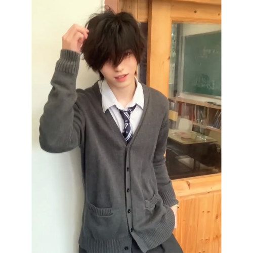 dk男生制服纯棉针织衫开衫学生