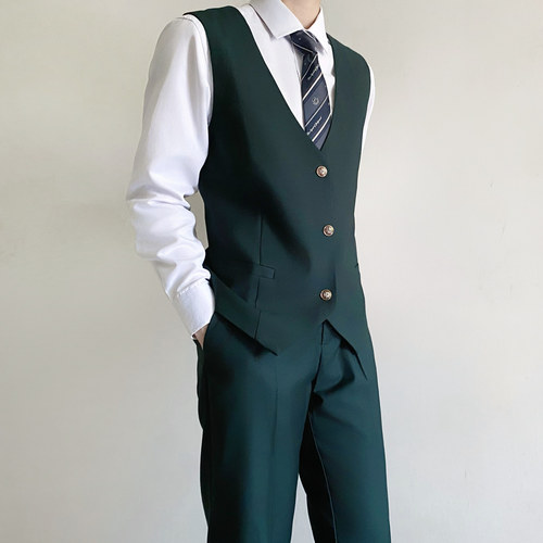 dk日系制服绿色西服马甲短款