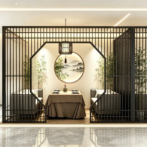 铁艺卡座隔断餐厅饭店包间屏风火锅烧烤店商用养生馆美甲采耳屏风