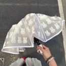 ins风可爱卡通小兔原单磨砂透明全自动晴雨伞可爱头雨伞简约清新
